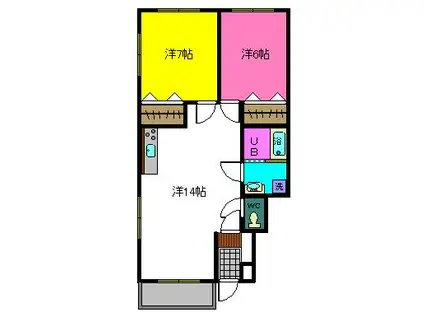 ベネッセ鍛冶町(2LDK/1階)の間取り写真