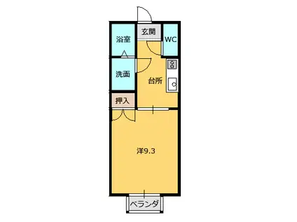 ベル.ピエース(1K/2階)の間取り写真