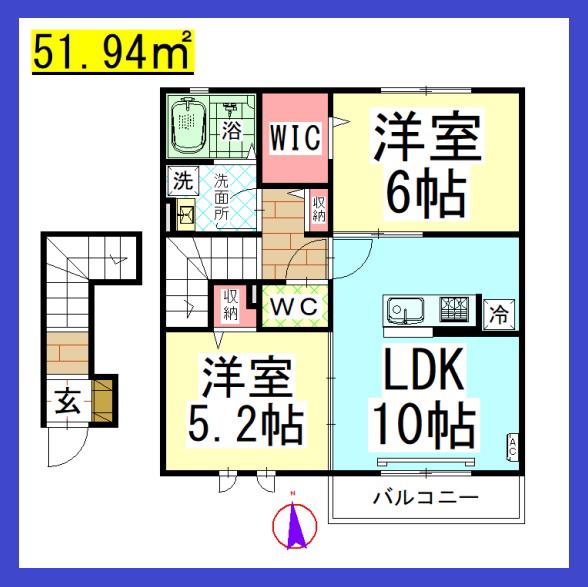DL蒼の杜 風 (2LDK/2階)の間取り写真