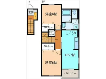 アネシスI(2DK/2階)の間取り写真