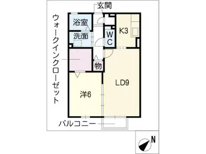 レセンテ鶴が沢(1LDK/2階)の間取り写真