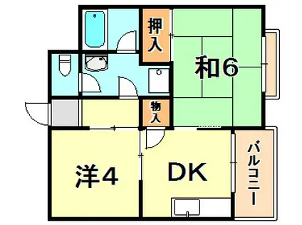垂水駅西マンション(2DK/2階)の間取り写真
