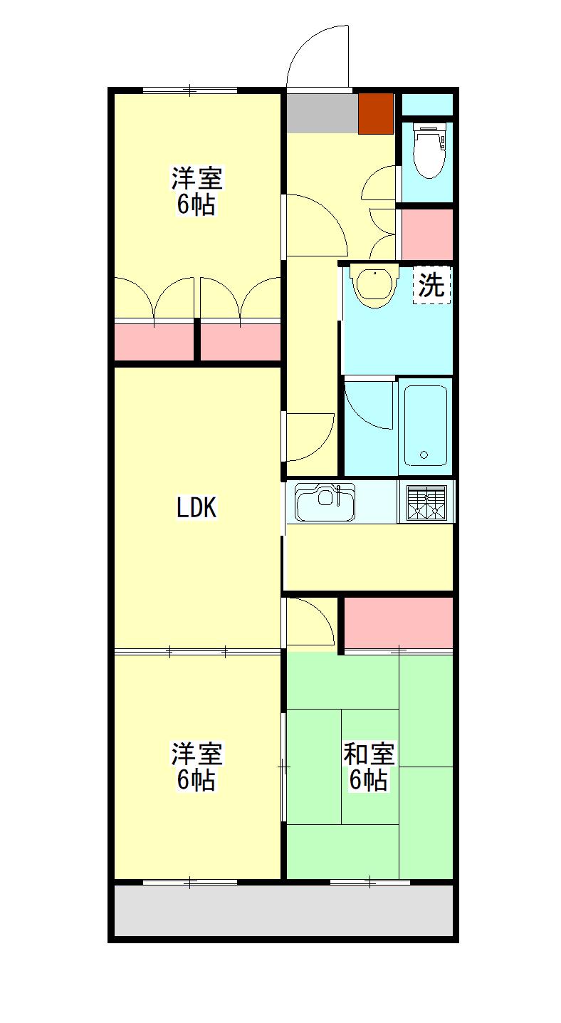 シャトー美堀台(3LDK/1階)の間取り写真
