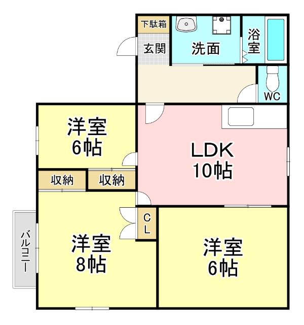 サンエル城野(3LDK/2階)の間取り写真