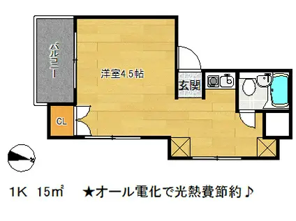 カーサティーエム(1K/5階)の間取り写真