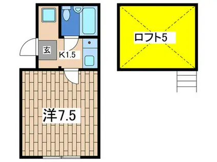 RARA東戸塚(1K/2階)の間取り写真
