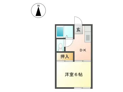 サニーライフ栗真B棟(1K/2階)の間取り写真