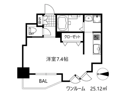 エスリード中山手 県庁前(1K/3階)の間取り写真