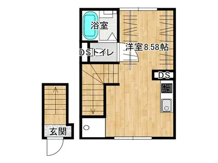 ソフィスコート地御前(ワンルーム/2階)の間取り写真