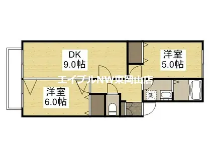 リバーサイド金岡A(2DK/1階)の間取り写真