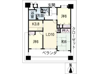 モアグレース田神II702(3LDK/7階)の間取り写真