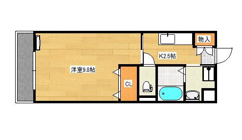 ラフォーレ西観音(1K/4階)の間取り写真