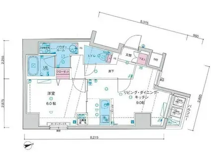 ジェノヴィア上野IIスカイガーデン(1LDK/4階)の間取り写真