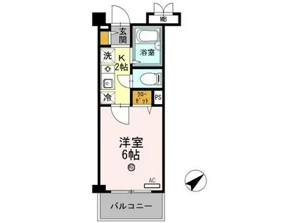 クレール加茂(ワンルーム/1階)の間取り写真