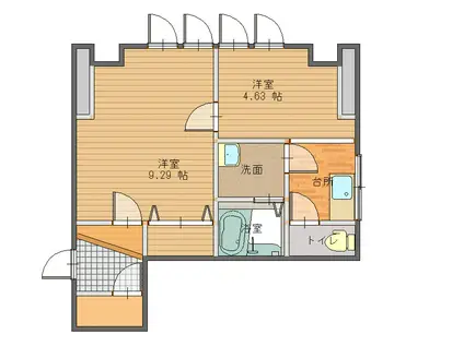 ニューハイツ秋吉ビル(1DK/2階)の間取り写真