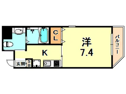 シティフラット六甲道(1K/7階)の間取り写真