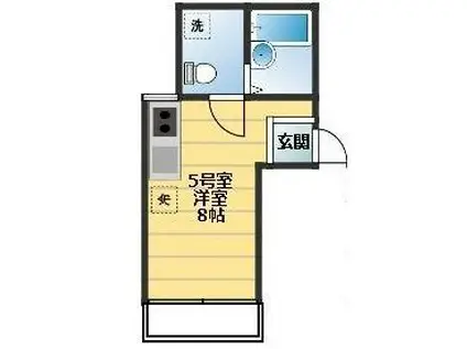ベイルーム横浜鶴見I(1K/2階)の間取り写真