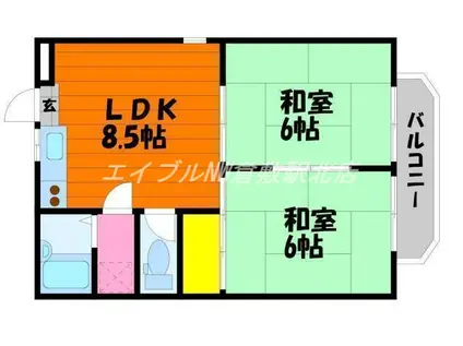 プチパール55(2LDK/1階)の間取り写真