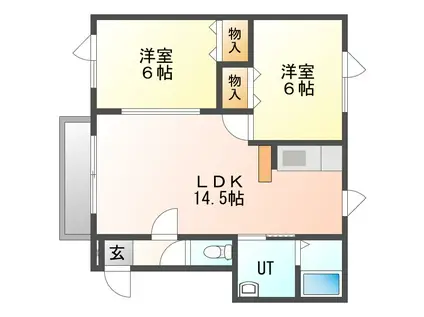 レインボーハウスSORAII(2LDK/2階)の間取り写真