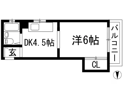 フェリシエ池田(1DK/3階)の間取り写真