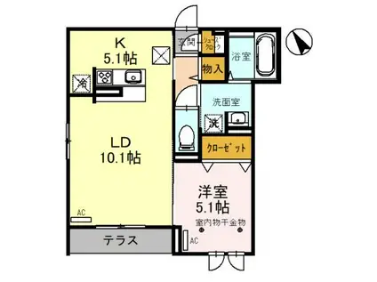 CLASSEUM連坊I(1LDK/1階)の間取り写真