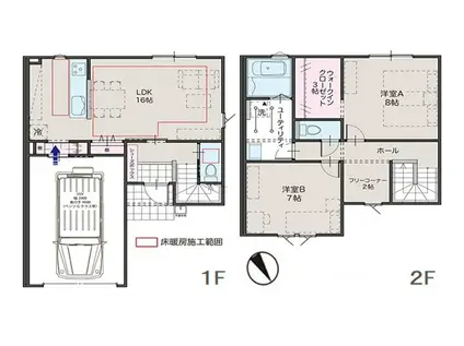 リースORレント/スターティングホーム上小泉A棟(2LDK/1階)の間取り写真