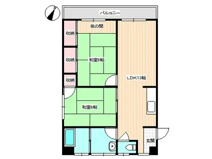 カネミツビル(2LDK/4階)の間取り写真