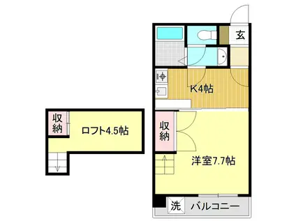 コーポ西村II(1K/7階)の間取り写真