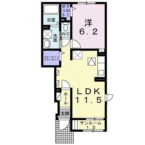 アグロ シルヴァII(1LDK/1階)の間取り写真