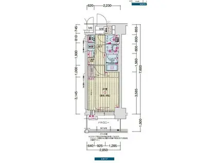 プレサンス名古屋菊井セルカ(1K/9階)の間取り写真
