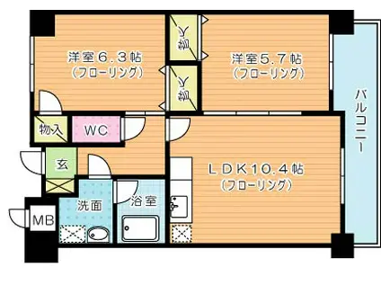 フィオレンティーナ(2LDK/6階)の間取り写真
