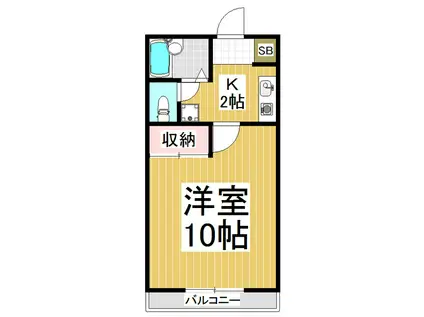 エメラルドグリーンハイツ(1K/2階)の間取り写真