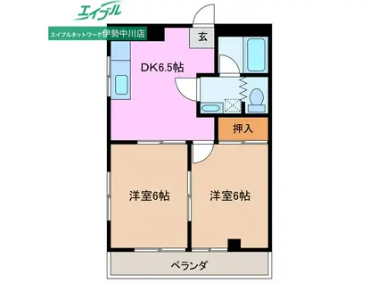 南郊シティハイツ(2DK/2階)の間取り写真