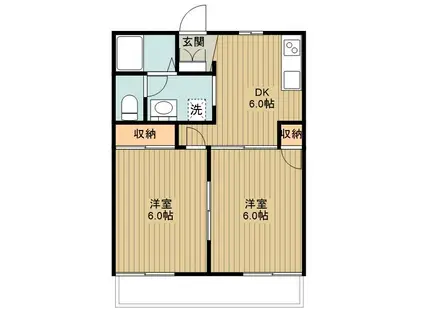 ドンフェールSG(2DK/1階)の間取り写真