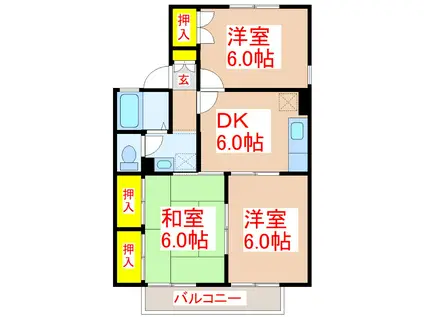 セジュール南洲(3DK/2階)の間取り写真