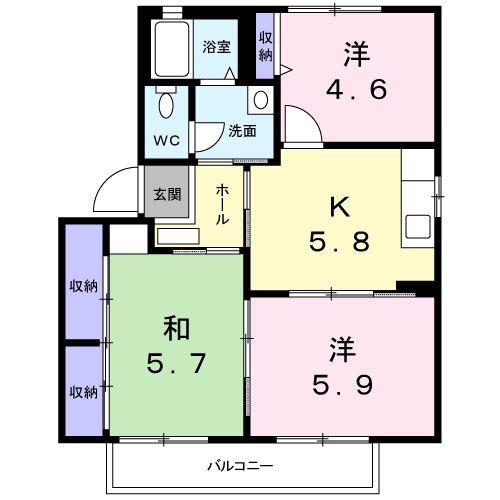 リベラ太田A(3K/1階)の間取り写真