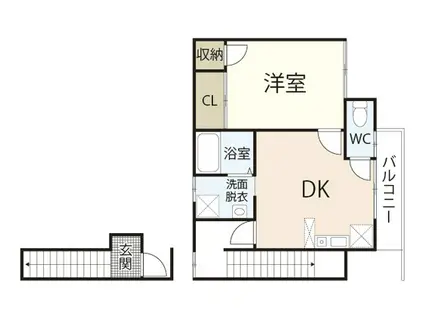 リバーサイド中野東B(1DK/2階)の間取り写真