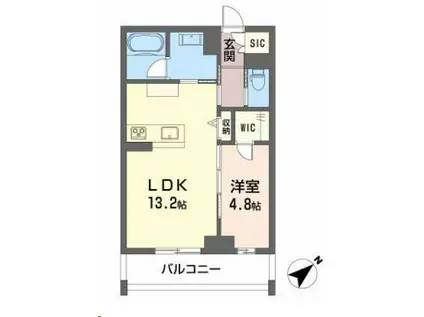 CLASSEUM連坊III(1LDK/4階)の間取り写真