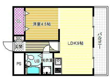 リバティヒルズ(1LDK/3階)の間取り写真