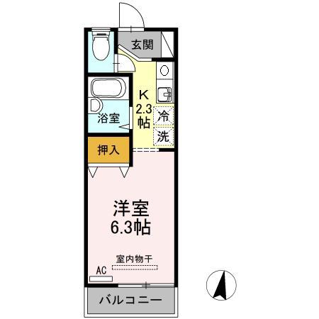 セジュール上瀬野(ワンルーム/1階)の間取り写真