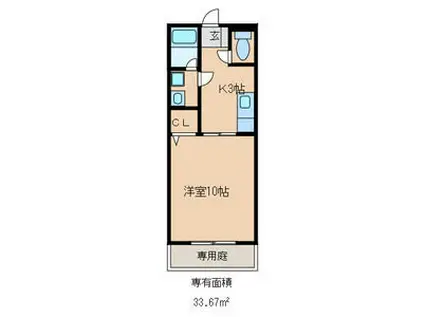 ミルーム津福(1K/1階)の間取り写真