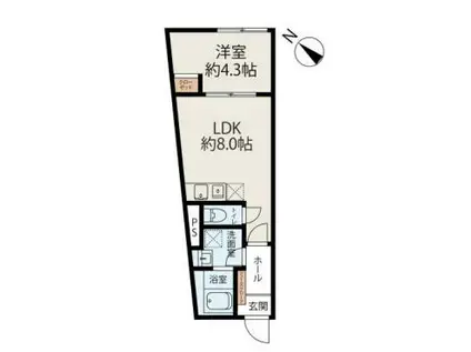 モンソレイユ方南町(1LDK/2階)の間取り写真