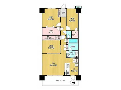 レイディアントシティ印西牧の原アクア・ヴィラ(3LDK/11階)の間取り写真