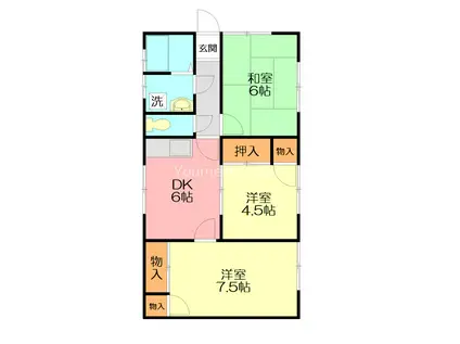 イールS(3DK/1階)の間取り写真