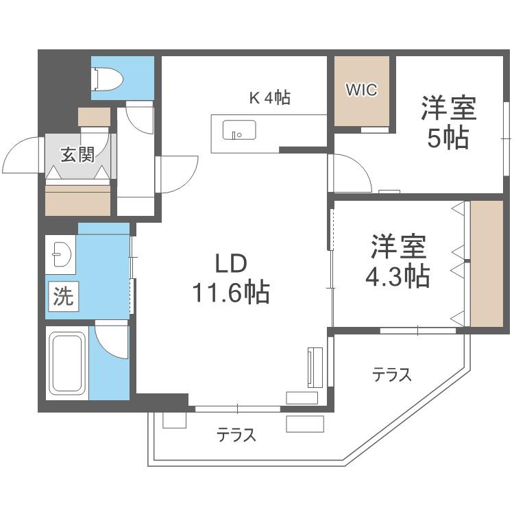 CROSSBELL524(2LDK/1階)の間取り写真