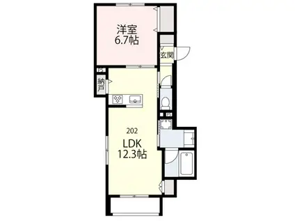 VILLA COAST.II(1LDK/2階)の間取り写真