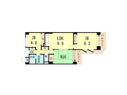 ミルキィウェイ33(3LDK/1階)の間取り写真