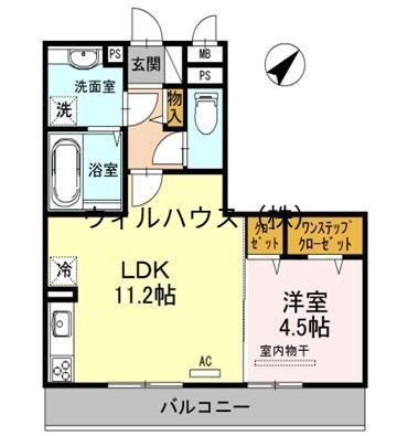 シャバーニ(1LDK/3階)の間取り写真