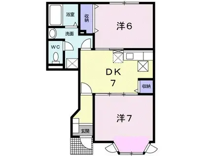 ピュアドリームII(2DK/1階)の間取り写真