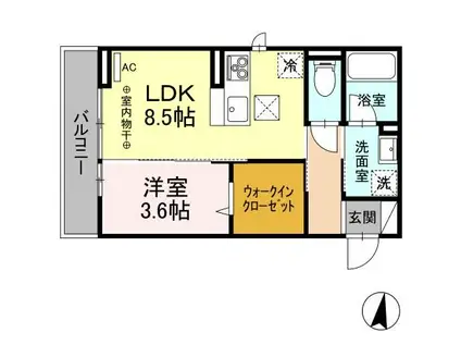 トレピーク(1LDK/1階)の間取り写真